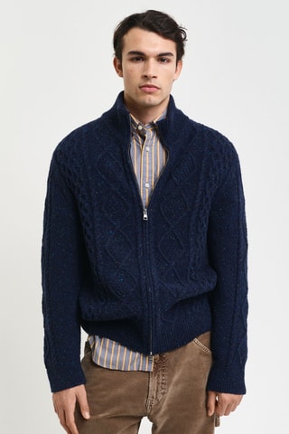 Cardigan in lana - Navy melange