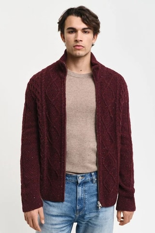 Cardigan in lana - Marrone melange