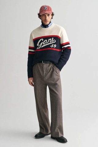 Maglia in lana d’agnello - Navy e bianco