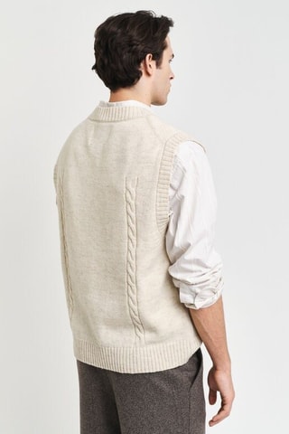 Gilet in lana d’agnello e lino - Beige melange