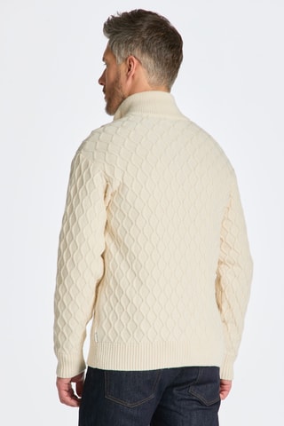 Cardigan in cotone bio e lana - Ecrù