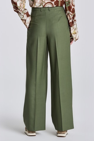 Pantaloni in lana a vita alta - Verde