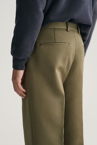 Pantaloni chino relaxed in lana - Kaki