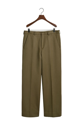 Pantaloni chino relaxed in lana - Kaki