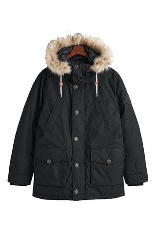 Parka regular con cappuccio - Nero