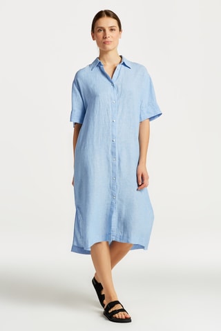 Abito a camicia relaxed in lino - Azzurro
