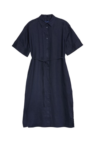 Abito a camicia relaxed in lino - Navy