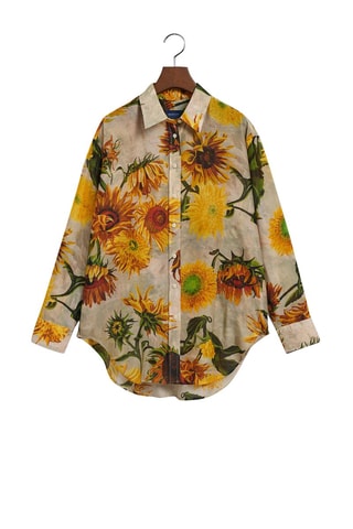 Camicia in seta - Beige e giallo