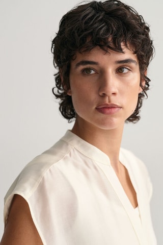 Blusa relaxed senza maniche - Ecrù