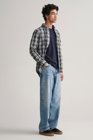 Camicia regular in cotone bio - Navy