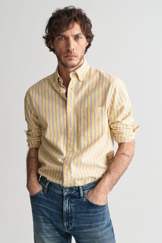 Camicia regular in cotone bio - Giallo