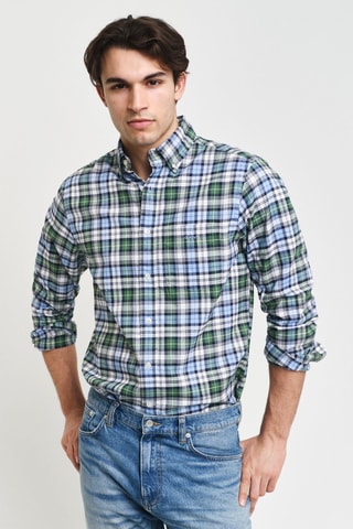 Camicia regular in cotone bio - Verde e celeste