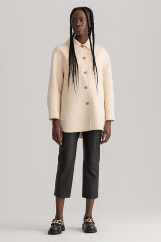 Sovracamicia relaxed in lana - Beige