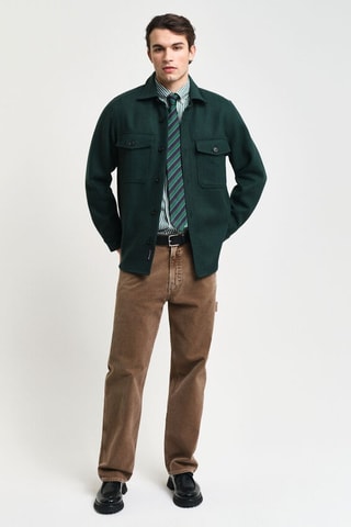 Sovracamicia regular in lana - Verde scuro