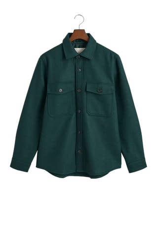 Sovracamicia regular in lana - Verde scuro