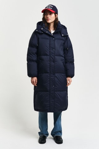 Piumino lungo con cappuccio - Navy