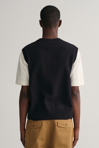 Pull relaxed en laine sans manches - Noir