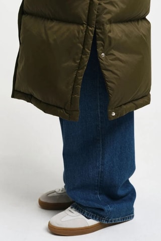 Piumino lungo con cappuccio - Kaki