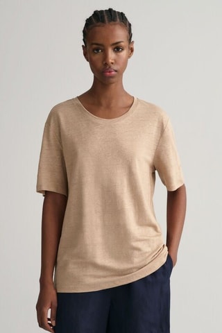 T-shirt in lino - Marrone