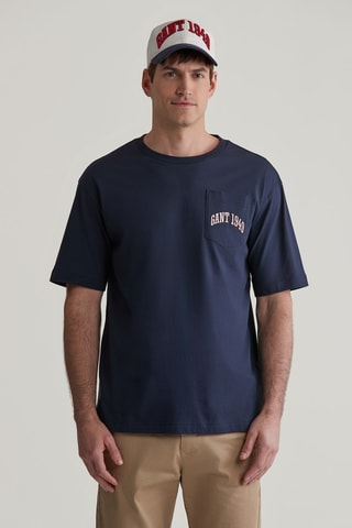 T-shirt in cotone bio - Navy e rosso