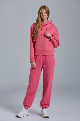 Felpa relaxed in cotone bio con cappuccio - Rosa