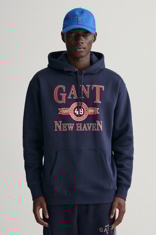 Felpa relaxed con cappuccio - Navy