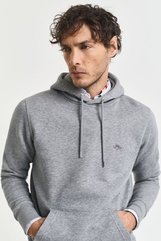 Felpa regular con cappuccio - Grigio