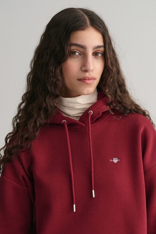 Felpa relaxed con cappuccio - Rosso bordeaux