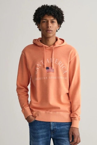Felpa relaxed con cappuccio - Arancione