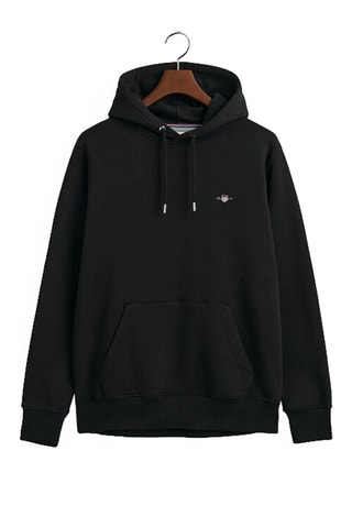 Felpa regular con cappuccio - Nero