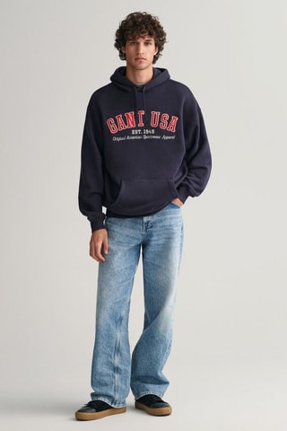 Felpa relaxed con cappuccio - Navy