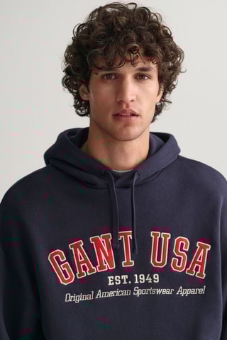 Felpa relaxed con cappuccio - Navy