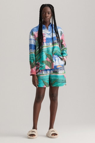 Shorts in seta - Verde acqua e blu