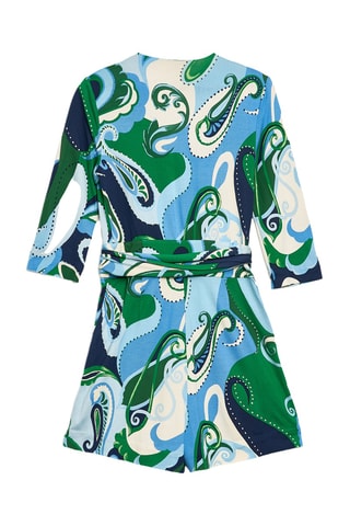 Tuta corta in seta - Azzurro e verde chiaro