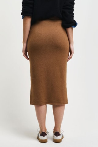 Gonna midi in lana e cashmere - Marrone
