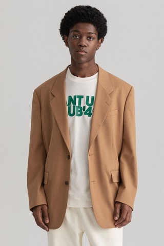 Blazer oversize in lana - Beige