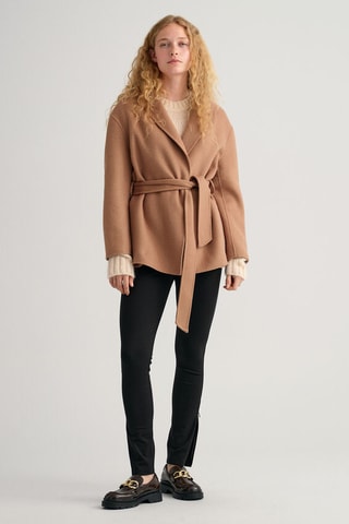 Blazer regular in lana - Beige scuro