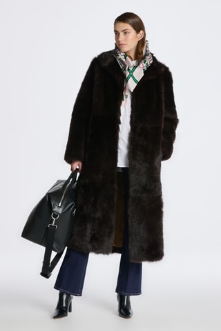 Cappotto relaxed in pelle di montone - Marrone scuro