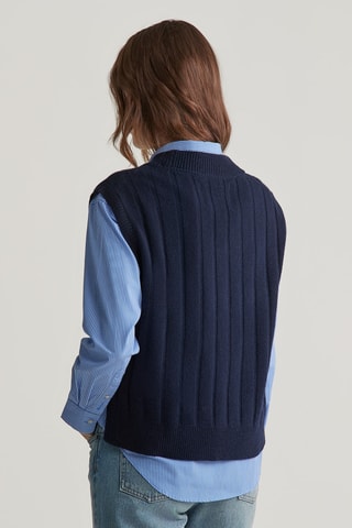 Gilet relaxed in lana d’agnello  - Navy