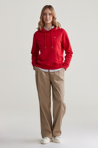Felpa relaxed con cappuccio - Rosso