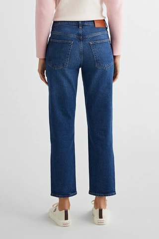 Jeans straight 7/8 a vita alta - Blu