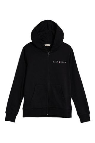 Felpa regular con cappuccio - Nero