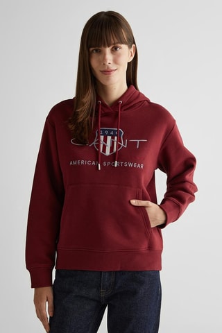 Felpa relaxed con cappuccio - Bordeaux