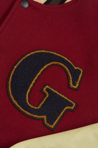 Giubbotto regular in lana e pelle di vitello - Bordeaux