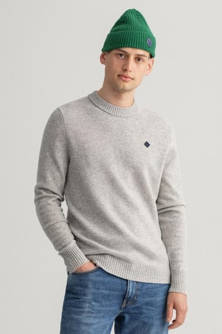 Maglia regular in lana d’agnello - Grigio melange