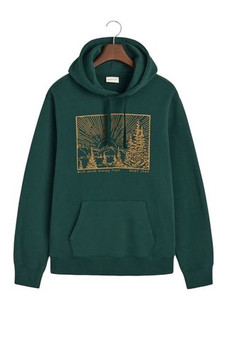 Felpa regular con cappuccio - Verde scuro