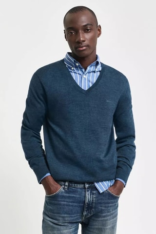 Maglia regular in lana merino - Blu