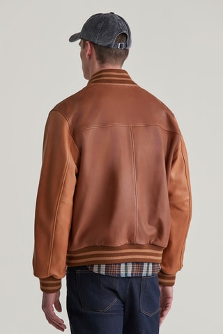 Giubbotto relaxed in pelle d’agnello - Beige