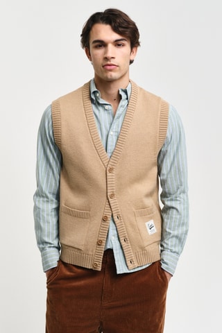 Gilet regular in lana - Beige