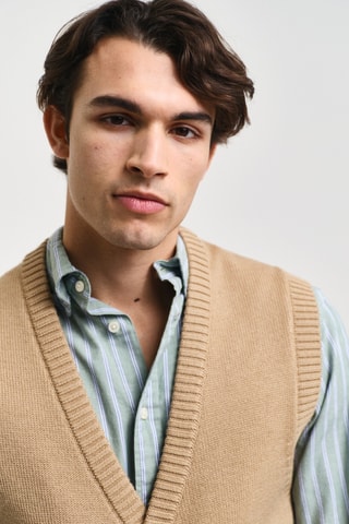 Gilet regular in lana - Beige